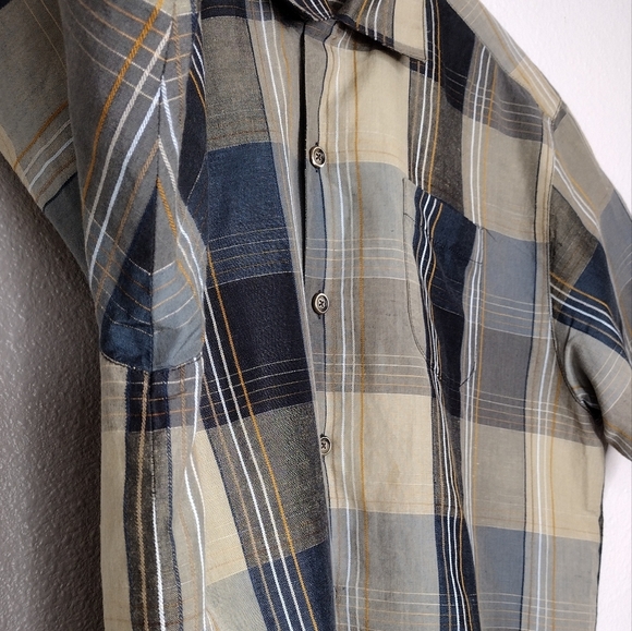 Tommy Bahama Plaid Linen Silk Casual Button Down Shirt - Picture 7 of 16